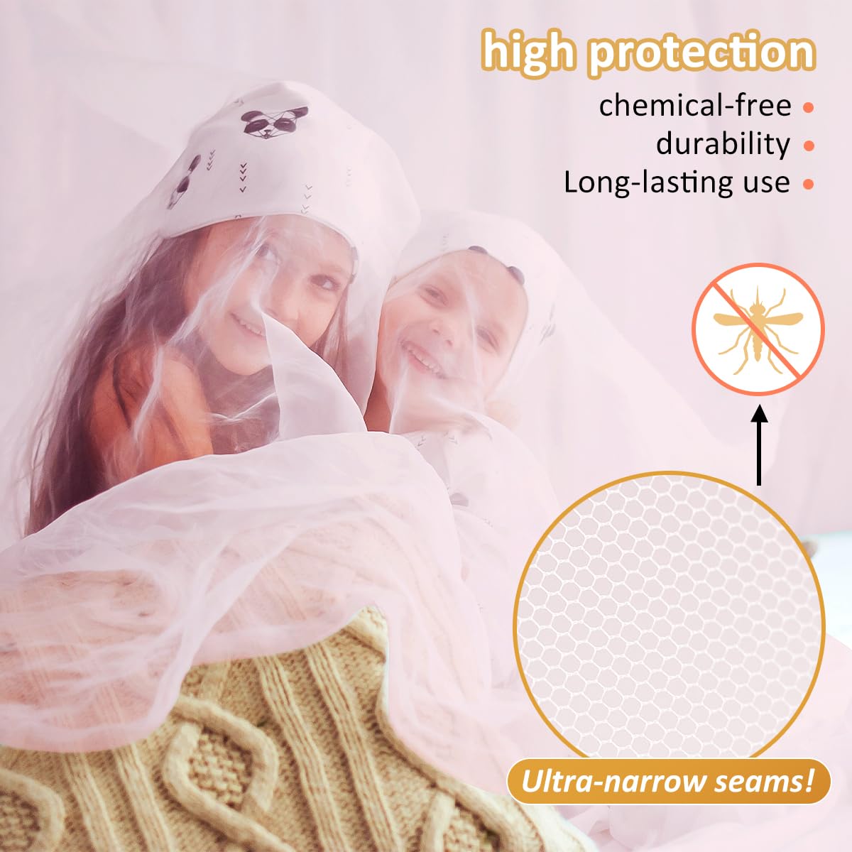 FFTANXS Bed Canopy for Girls,Rainbow Canopy Bed,Princess Mosquito Net for Travel&Room Single to Double Universal,Large Dome Hanging,Breathable Mesh Effective Anti,Girls Room Decor(Pink) - Image 3