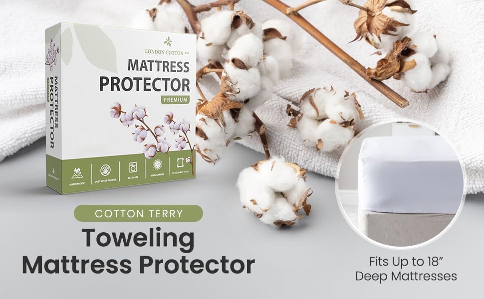 Miniatura 3 de Protector de colchón premium tamaño Queen 100% impermeable, protector de colchón transpirable con bolsillo profundo, funda de cama lavable (Queen)