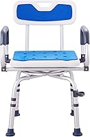 Vista 9 de VEVOR Silla de ducha giratoria de 360 grados, asiento de ducha ajustable con brazos giratorios para duchas o bañeras interiores, silla de ducha