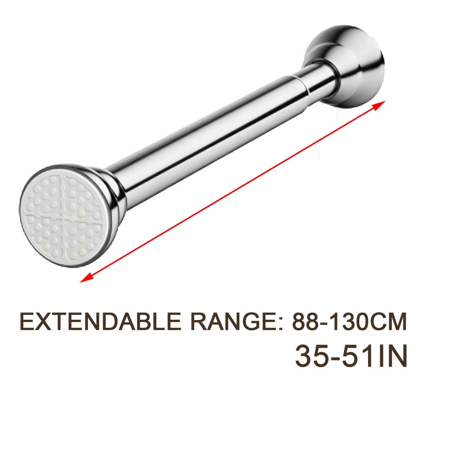 Senza Fori Bastoni per Tende, Antiscivolo Bastone Tenda Estensibile, Ideale per Soggiorno, Camera da Letto, Bagno, Armadio, Cucina(Gray,88-130cm/35-51in)