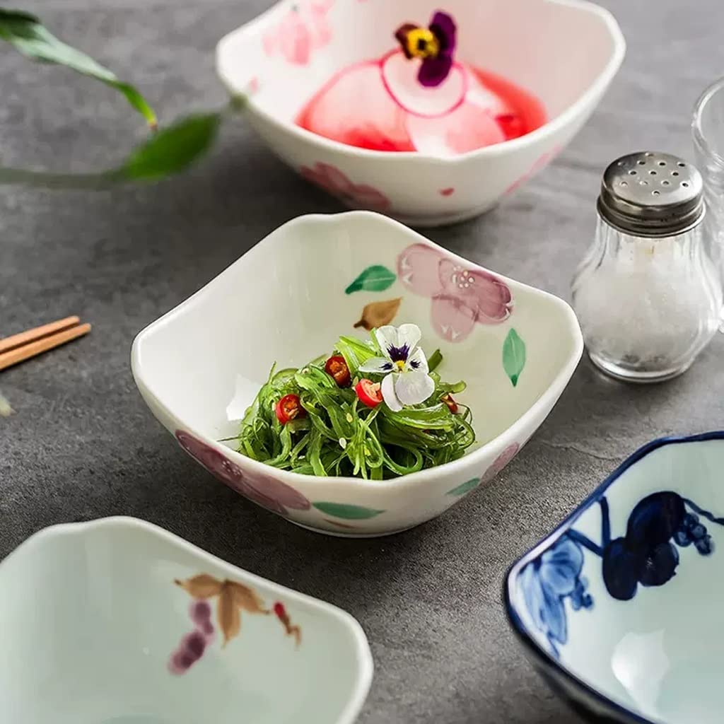 HIHELO Miski do sałatek do kuchni deser śniadanie płatki ręcznie malowane ceramiczne jajko na parze mała miska 11 cm miska na ryż jogurt sałatka owoce miska na zupę (kolor: B2 szt.)