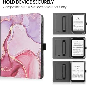 HGWALP Universal Stand Case for 6/6.8/7 inch paperwhite, PU Leather Stand Cover with Handstrap Compatible with All 6