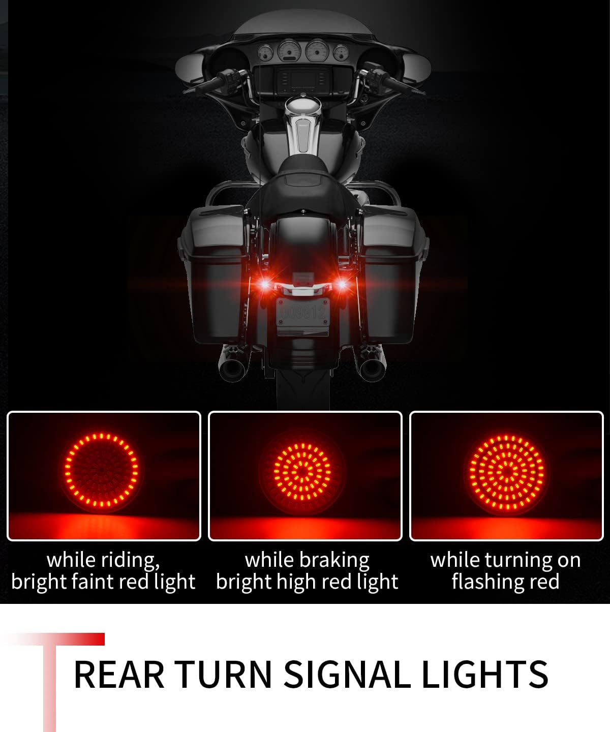 2" Front 1157 + Rear 1157 LED Motorcycle Turn Signals Lights Kit for Harley Davidson 1986-2023 Street Glide Road Glide Road King Accessories Softail Dyna Sportster Touring Smoked Cover