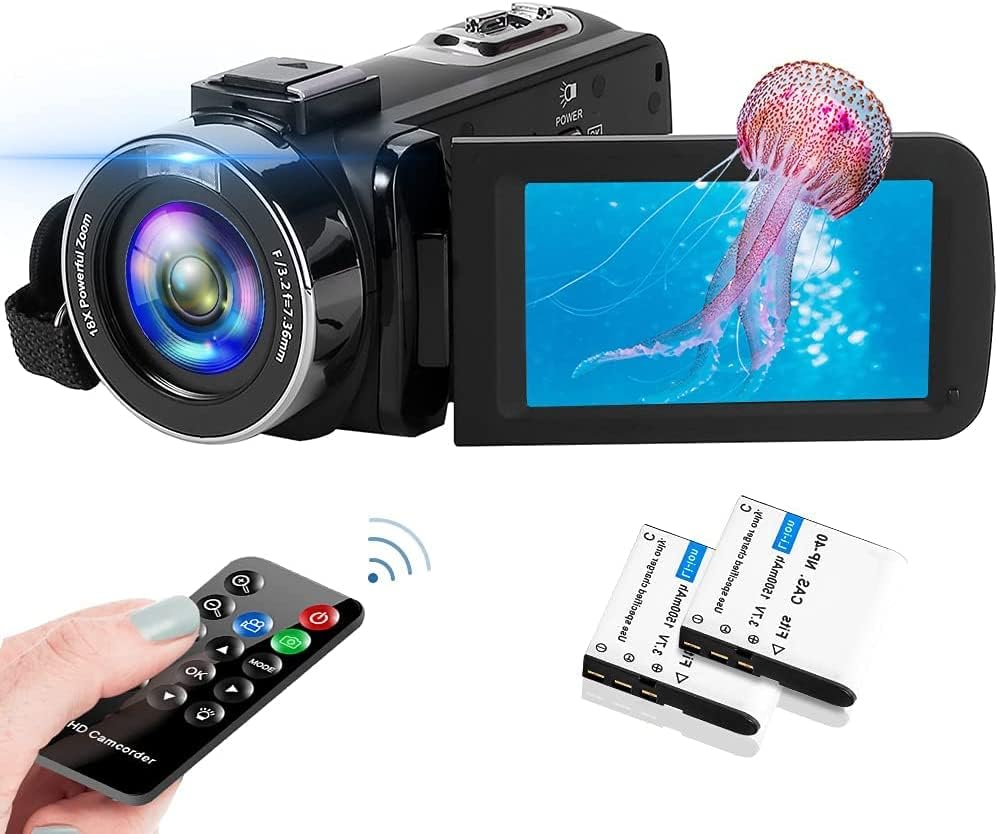 2.7K 30 FPS Video Camera 42MP 18X Digital Camera Video Camera for YouTube 3.0inch Flip Screen Camcorder Vlogging Camera with Remote Control and Two Batteries