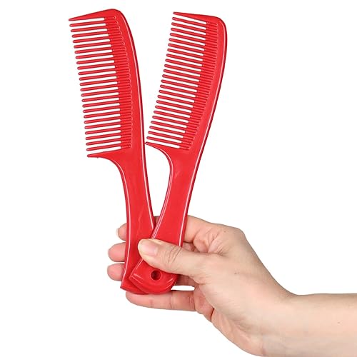 Allegro Comb 1004 Peine desenredante de dientes anchos para mujeres, estilistas, peine de pelo rizado para hombre, 2 piezas (rojo)