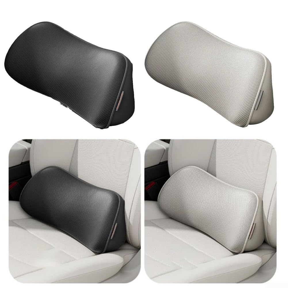 Cojín lumbar para coche, 39 cm, antideslizante, ergonómico, color negro