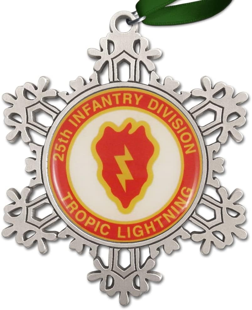 Indiana Metal Craft US Army 25th Infantry Division Large Pewter Snowflake Ornament