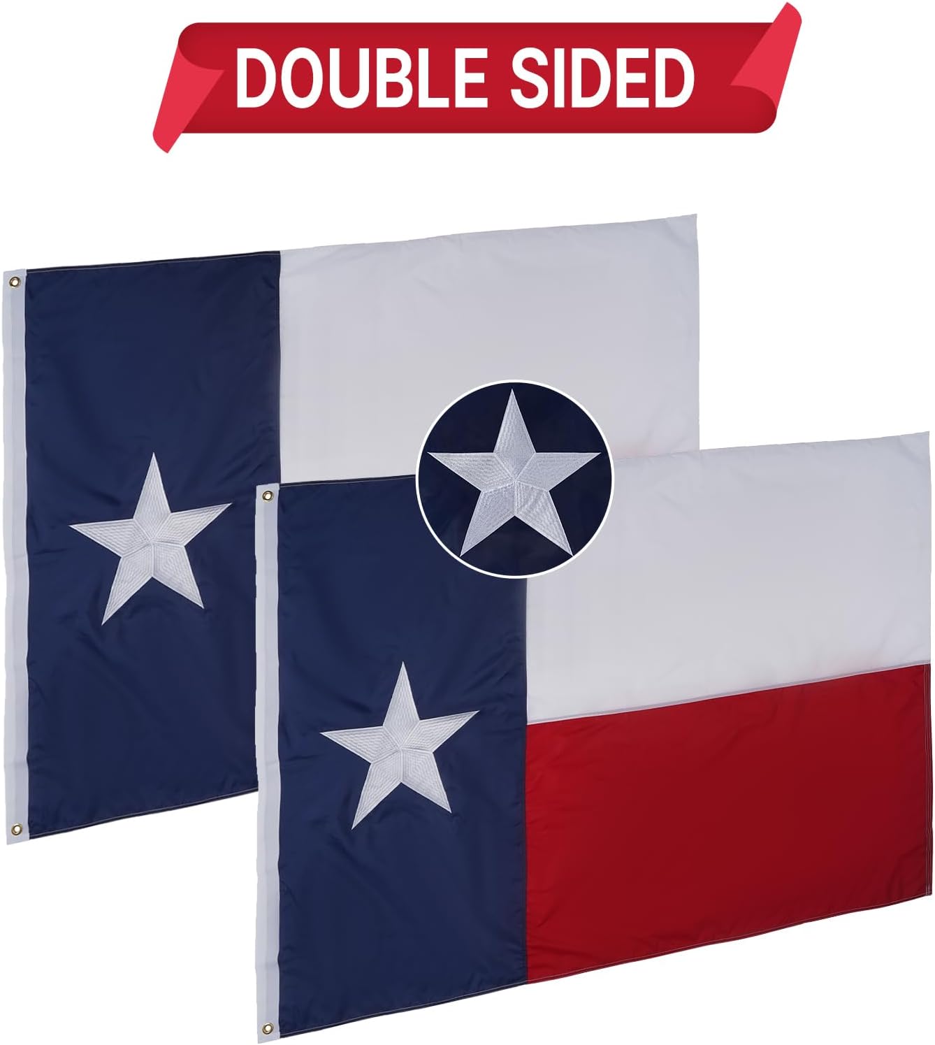 Homissor Texas Flag TX State Flags Embroidered Stars Double Side 3x5 Heavy Duty Outdoor 210D Oxford Nylon Flag - Image 2