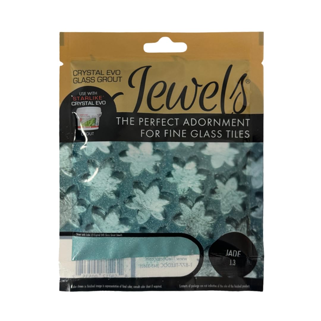 The Tile Doctor Crystal Glass Grout Jewels Jade - Glass Expoy Grout Glitter Additive for Tile, Backspalsh, Pool, Kitchen, Bathroom 75 Grams (1-Pack)