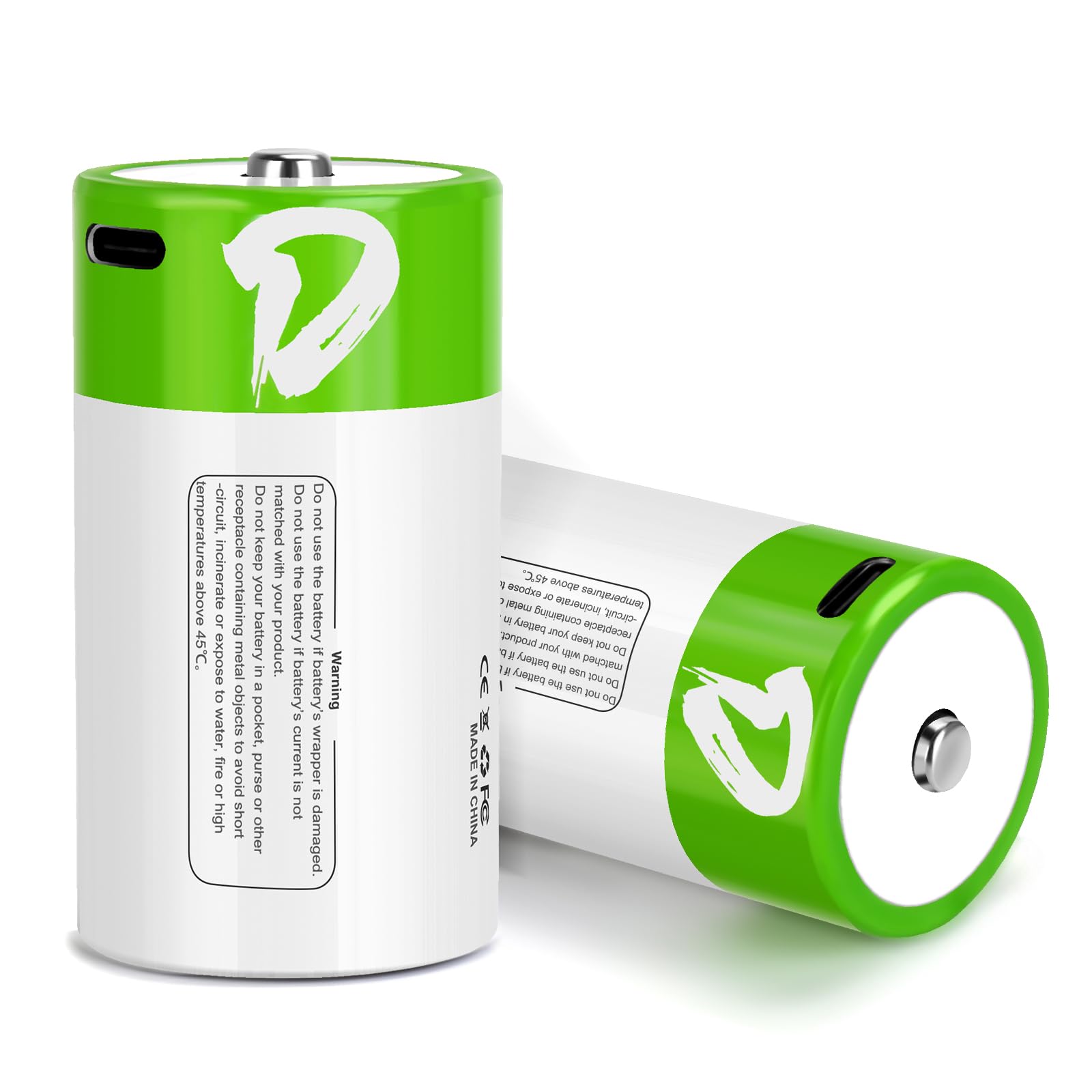 USB Rechargeable Batteries (D Battery, 2 Counts)