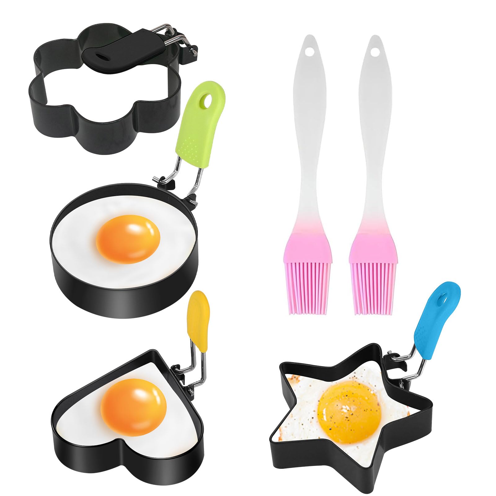 Spiegeleierformen 2-tlg. Edelstahl | 9cm Eierring Mit Klappgriff | Antihaft Pfannkuchenform