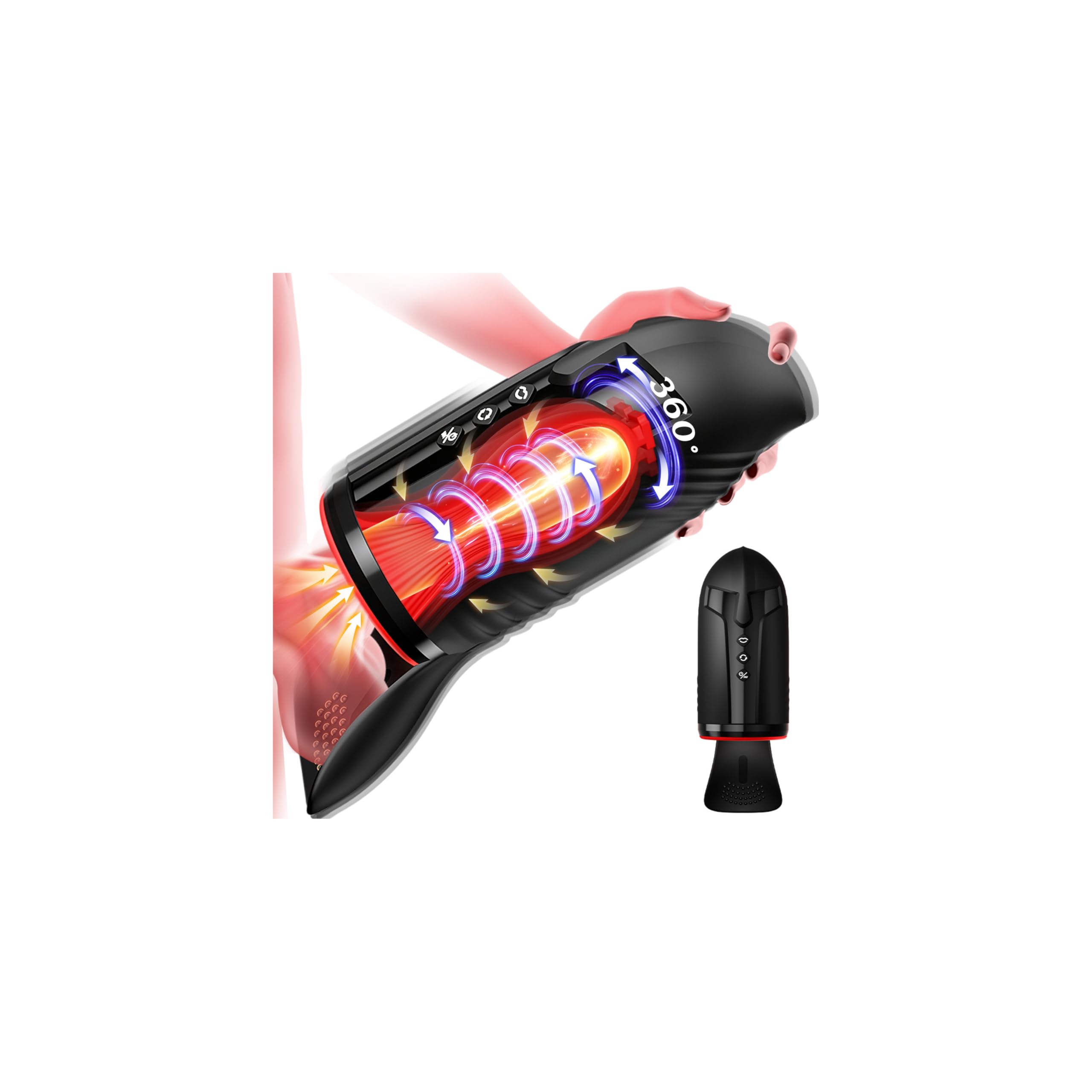 Tagnaff Masturbieren für Männer Wellenrotation Sex Spielzeug für die Männer, Regelbare Saugen und Vibration Penis Vibrator Masturbator, Hoden Umhüllender Vibratorensets Sexspielzeug Solo Mastrubrator