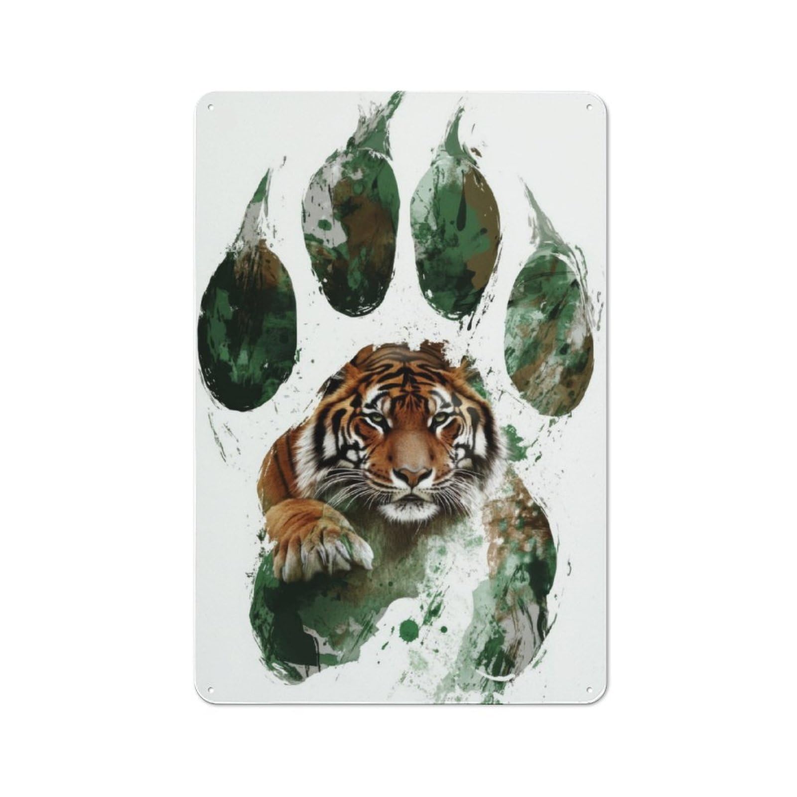 Junmoney Tiger Paw Print Art Tin Sign 30X20cm With For Home Bar Wall, Vintage Decor, Wall Decoration For A Recently Updated Home Bar