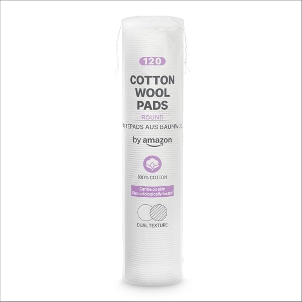 by Amazon Cotton Wool Pads, Dual Texture, 100% Cotton, 120 Pads - 1
