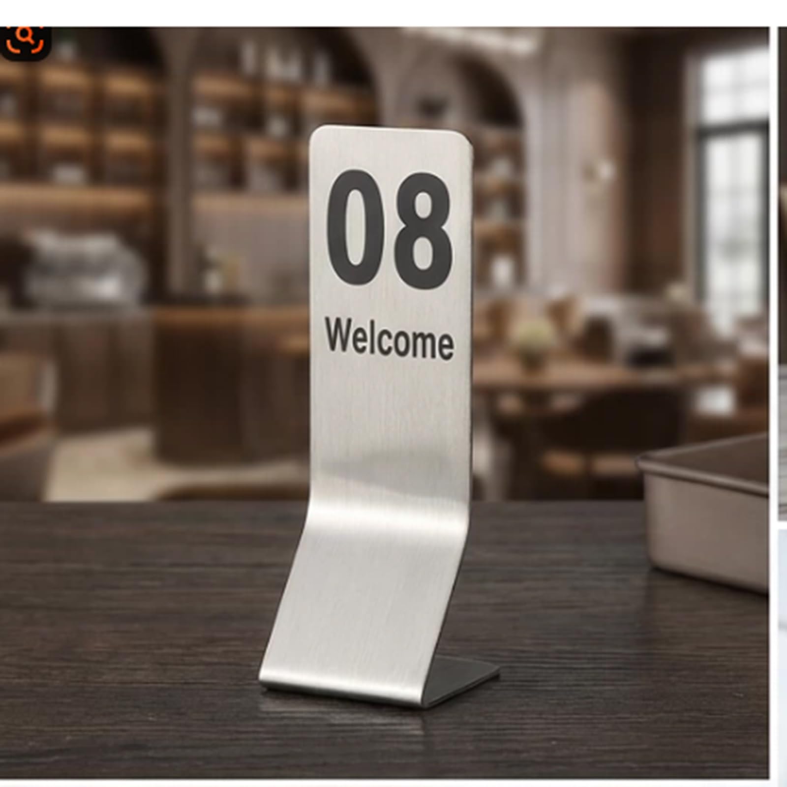 Tarjetas de números de mesa de restaurante de acero inoxidable | Placa de número de mesa vertical inoxidable y antideslizante, visible por ambos lados.(S,1-30)