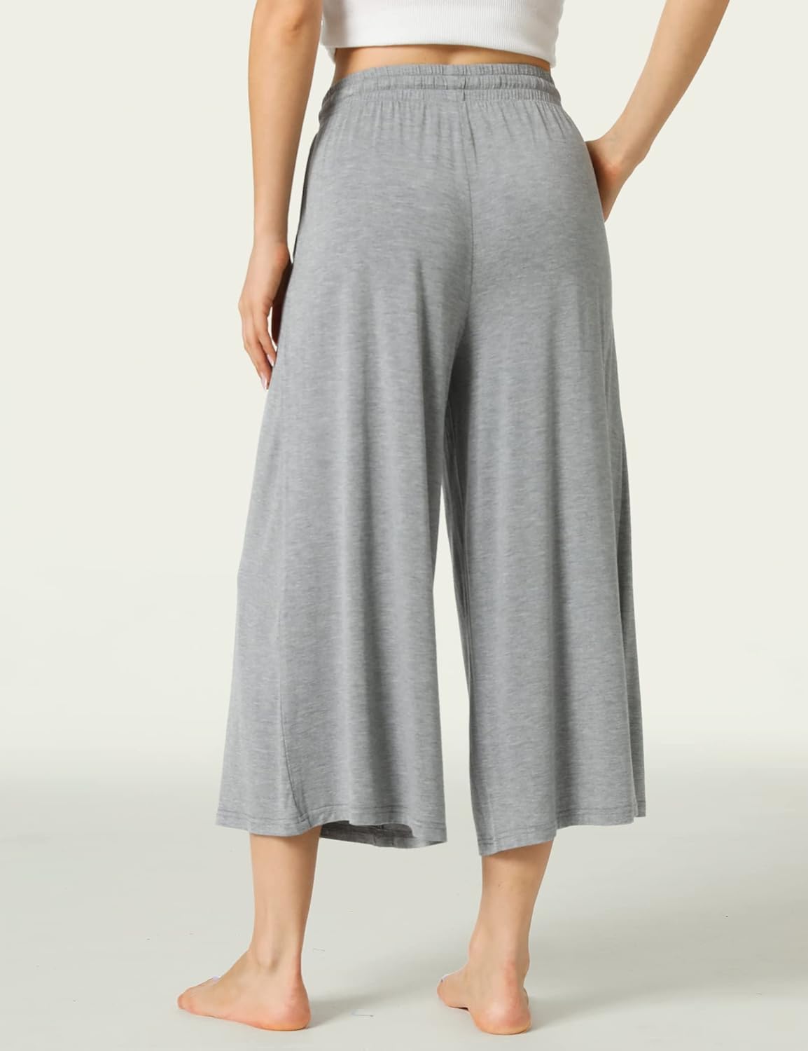 LazyCozy Women's Bamboo-Derived Viscose Capri Pajama Pants, Casual Wide Leg Lounge Pants Pajama Bottoms - Image 2