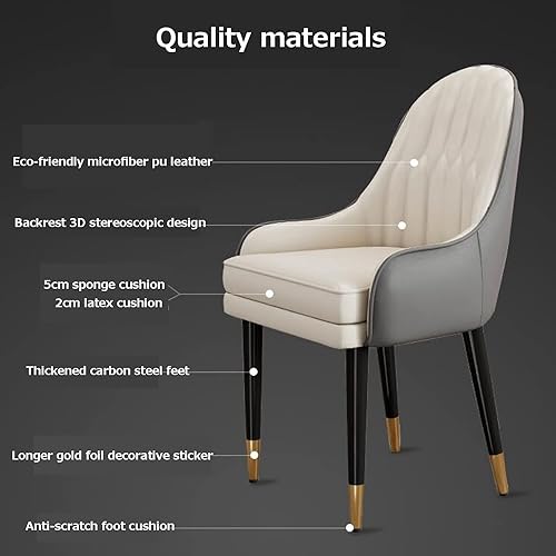 Miniatura 4 de Sillas de comedor modernas, sillas de comedor tapizadas de piel sintética de mediados de siglo, sillas auxiliares de ocio con patas de metal para