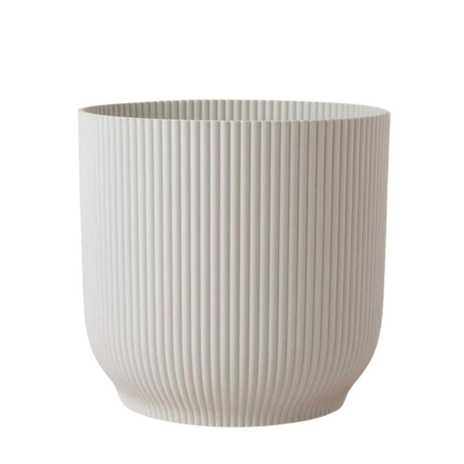 Vibes Fold Round Plant Pot Indoor Home Decorative Flower Herb Planter Embossed Design Recycled Plastic 16Cm Silky White