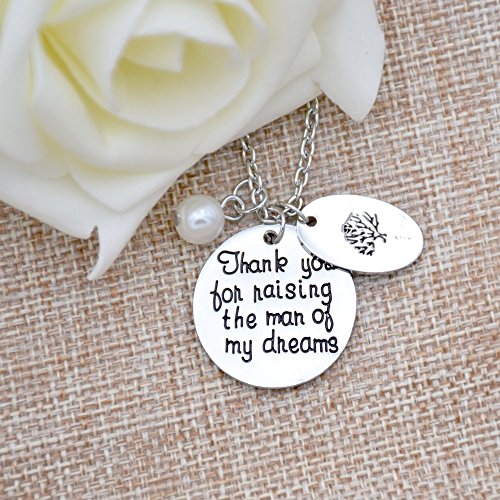 O.riya Mother In Law Gifts From Daughter/Son In Law Necklace ; Thank You For Raising The Man Of My Dreams Necklace With Family Tree Charm (White) #TOP2