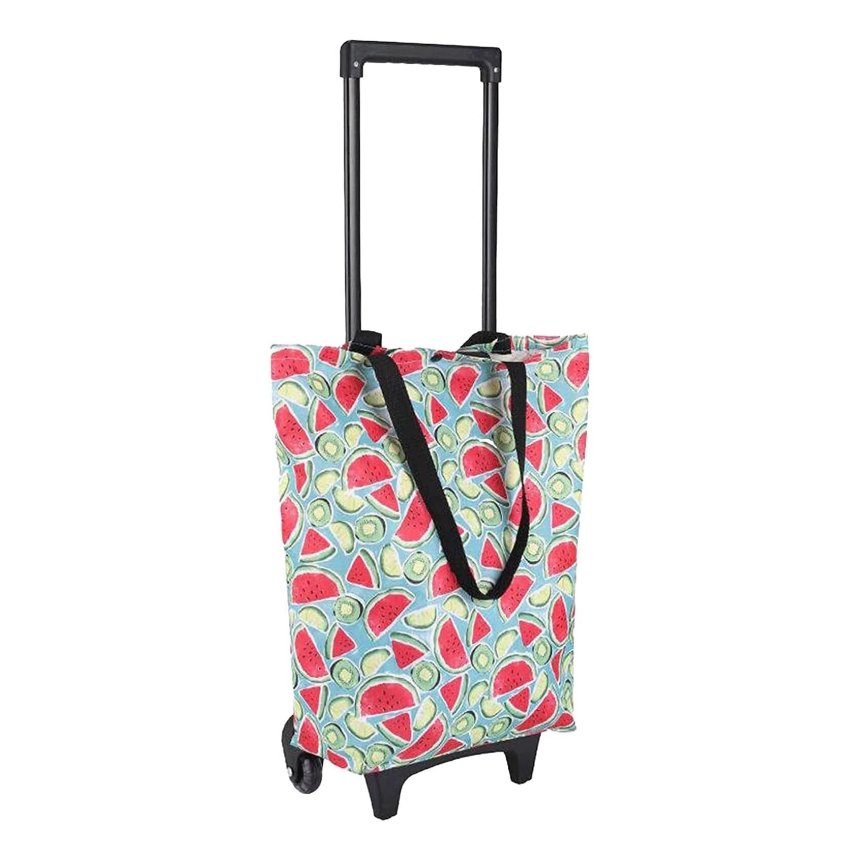 shopping trolley on wheels, Oxford Cloth Shopping Bag Portable Lightweight Cart With Wheels Folding(B)