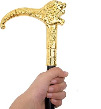 Golden Luxury Lion Handle Fashion Walking Stick for Party Decorative Walking Cane Elegant Crosier Knob Walking Stick 95cm