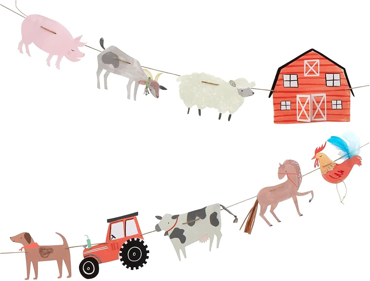Meri Meri On The Farm Party Banner (Pack of 1), 10' Party Garland Including Excess Cord