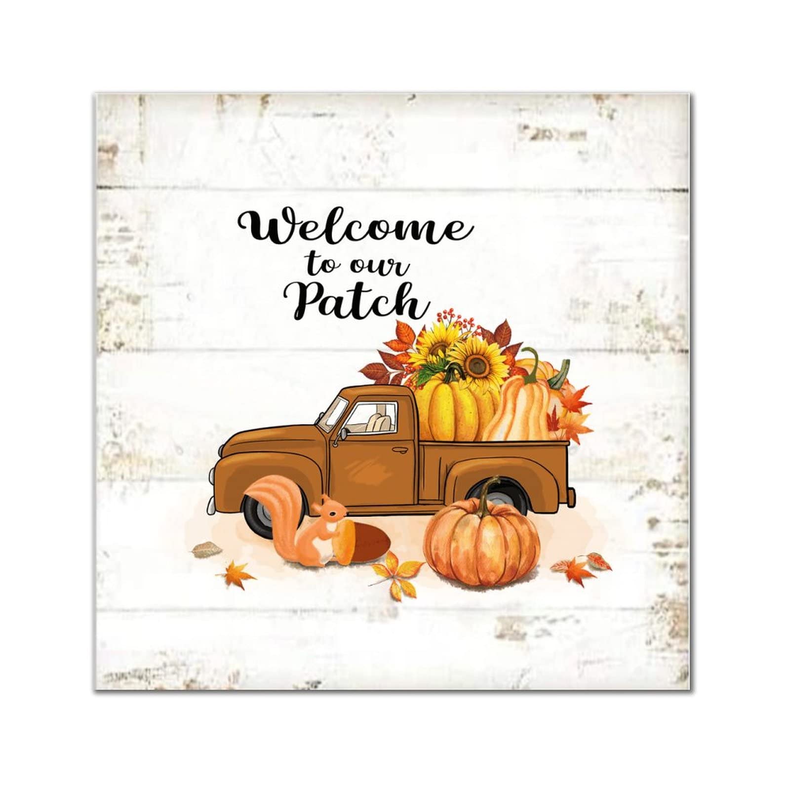 Panneau en bois Welcome to Our Patch de qualité pour une décoration murale raffinée