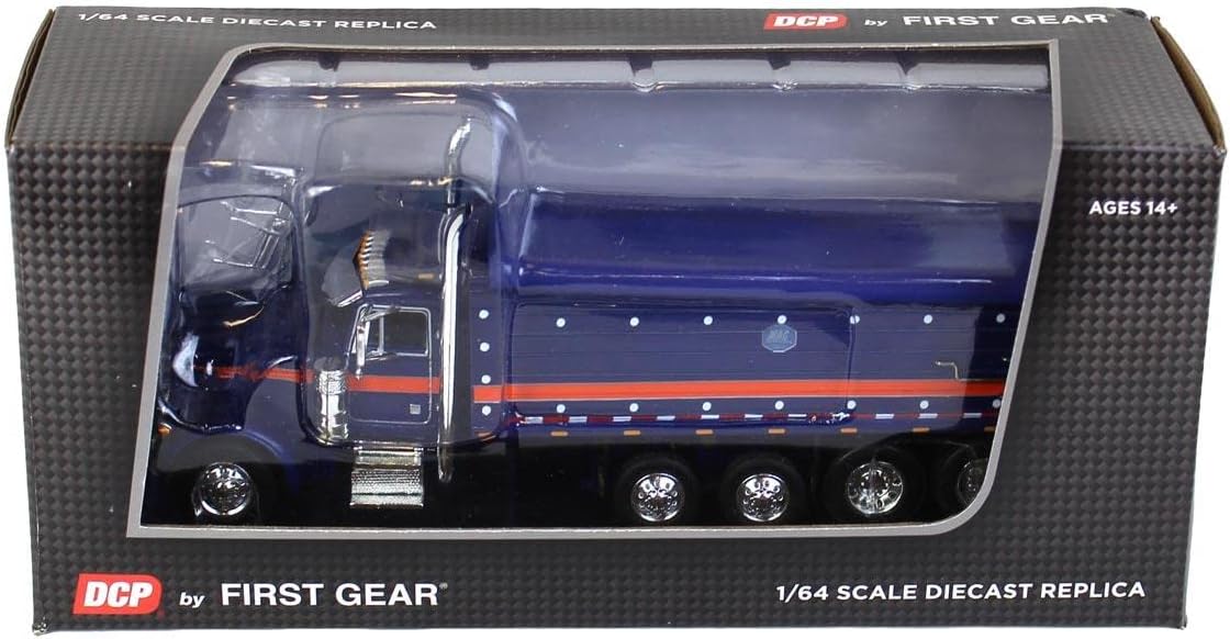 DCP 1/64 Blue & Orange Peterbilt 379 w/Quad-Axle MAC Dump Body 60-1346