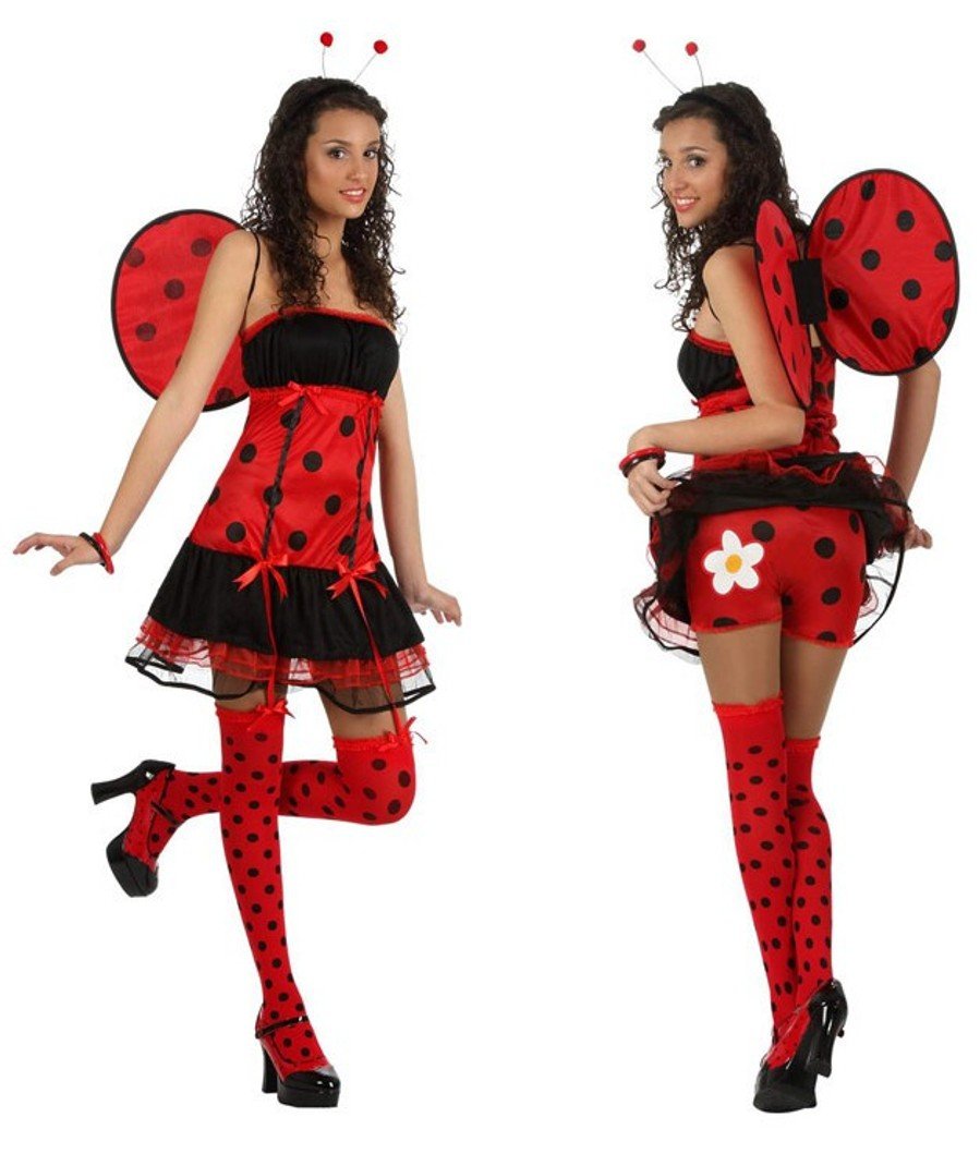 Atosa Costume Coccinella Per Bambina - Taglia 10-12 Anni, Vestito E Cerchietto, 100% Poliestere