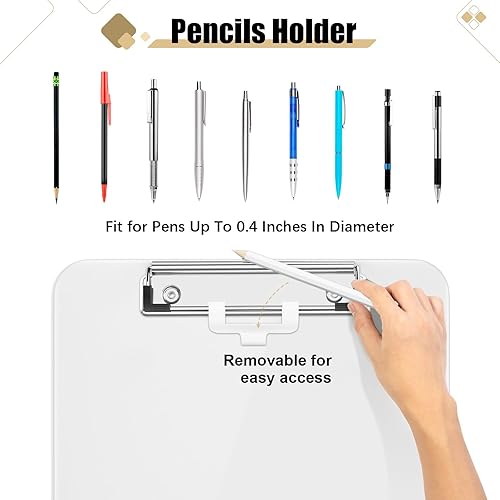 Miniatura 2 de Hongri Juego de 6 portapapapeles de plástico, portapapeles blancos estándar A4 tamaño carta para enfermeras, estudiantes y oficina, portapapapeles