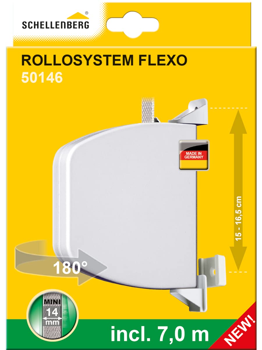 Schellenberg White Flexo Mini 50146 Roller Shutter Winder Foldable, Open, For Roller Shutters, Hole Spacing 15 Cm To 16.5 Cm, 180° Rotatable