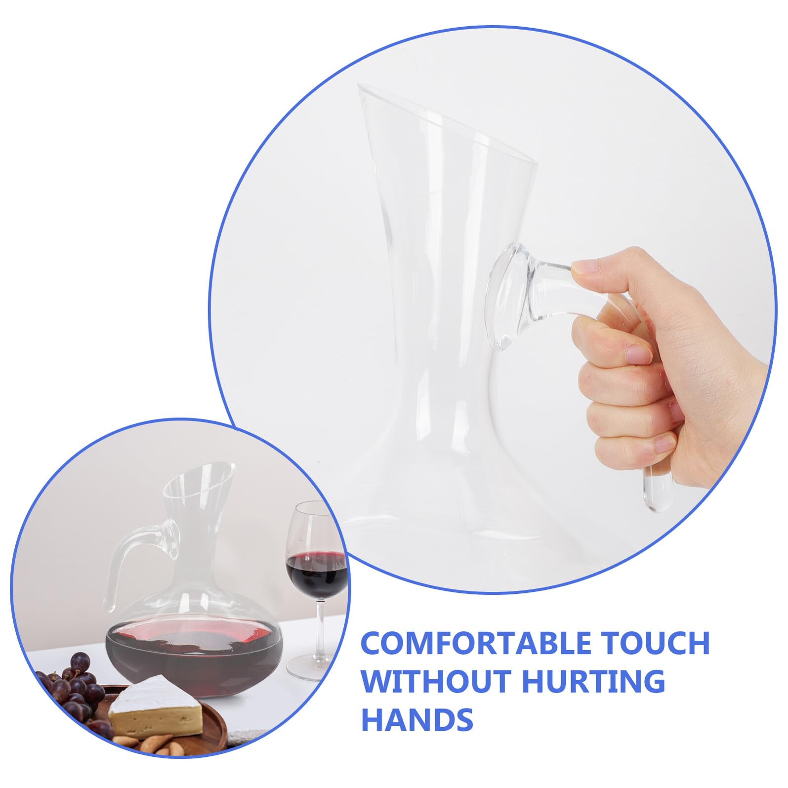 Decantador de Vino de Cristal 750 Ml Asa Diseño Simple Vidrio Transparente para Servir Vino Tinto en Hogar y Reuniones Sociales
