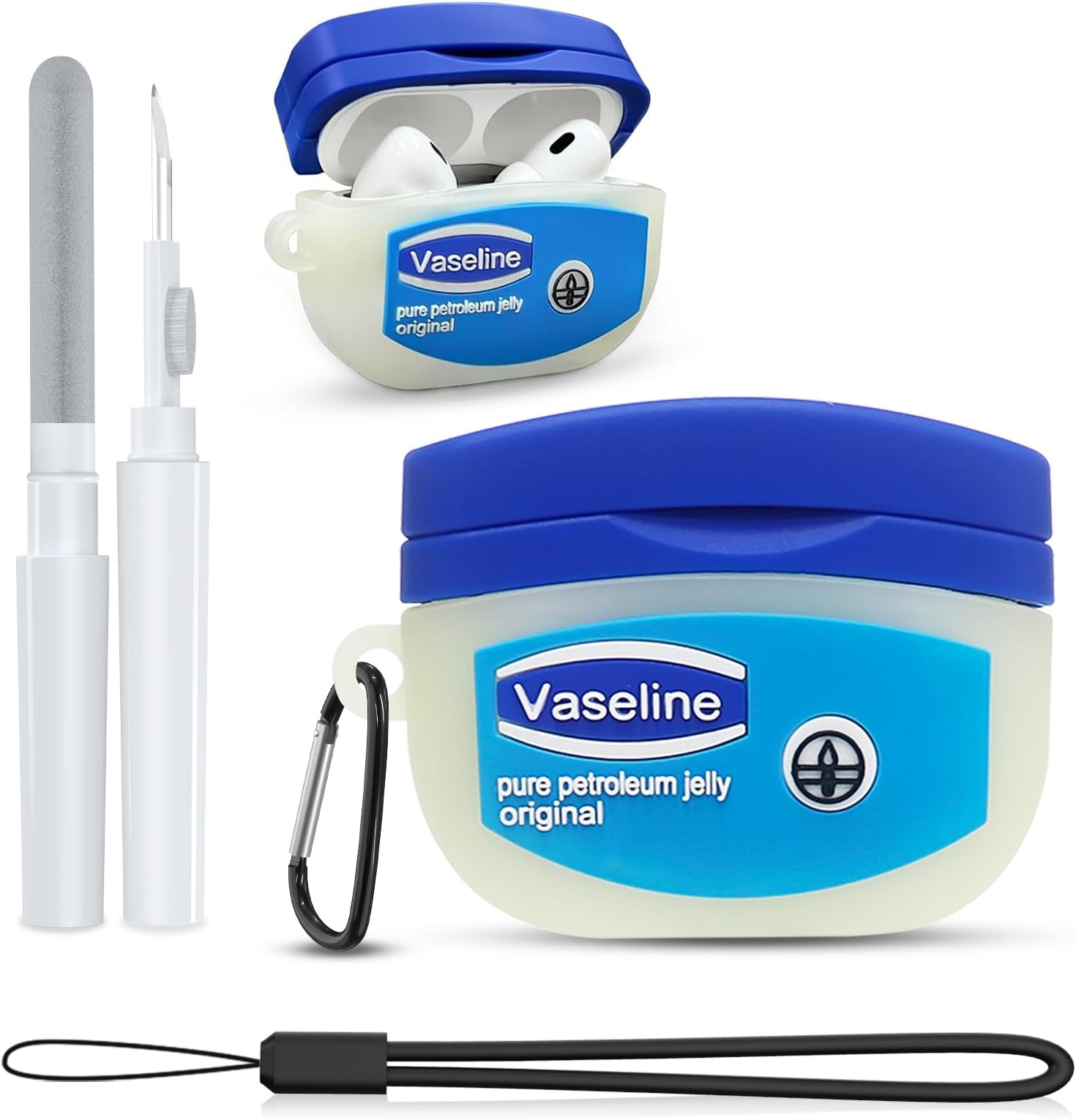 Case for AirPods Pro 2nd Generation Case, with Cleaner Kit Cute Cartoon Kawaii Funny AirPods Pro 2 Cover Silicone Protective Cover for Apple AirPod Pro 2 with Keychain for Women Kids Blue