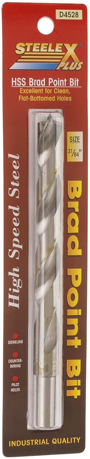 Steelex Plus D4528 HSS Brad Point Bit, 31/64"