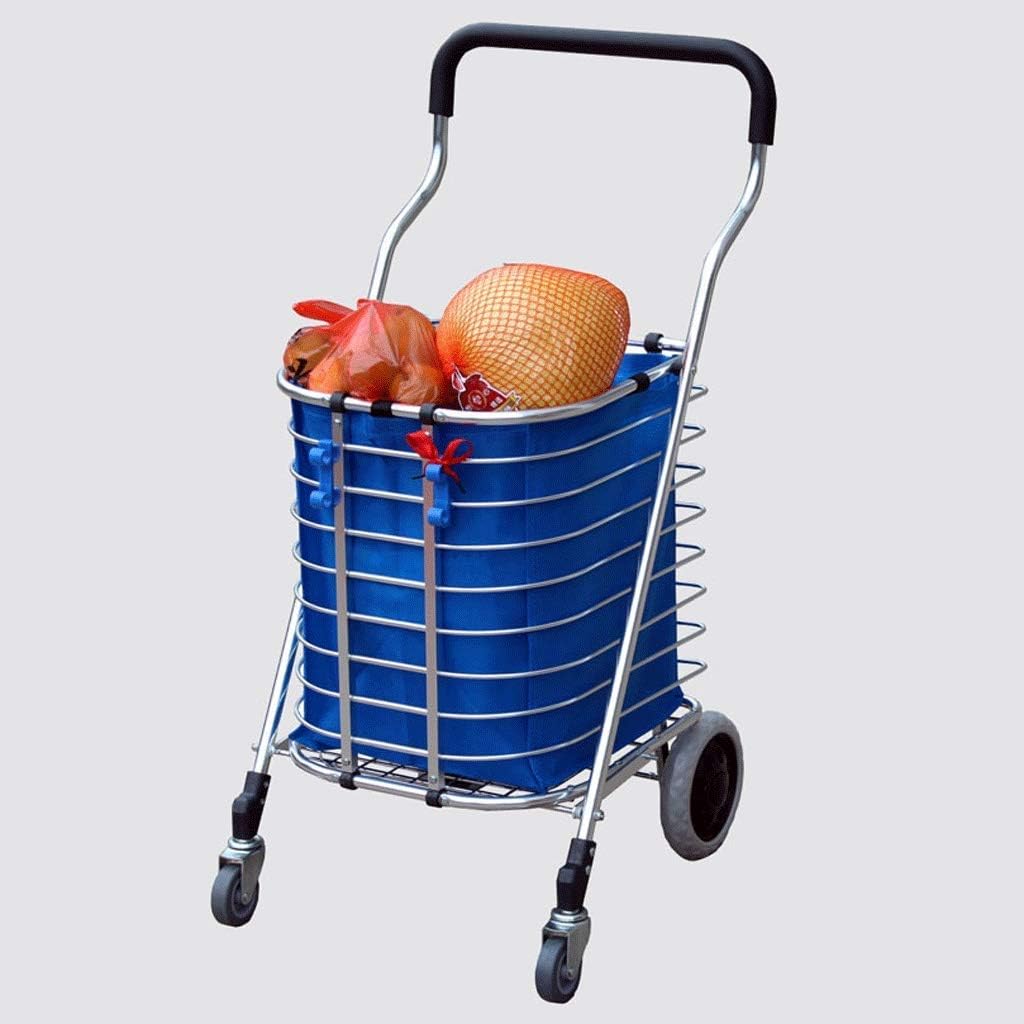 Shopping Trolley,with Swivel Wheels,Foldable and Collapsible Utility Supermarket Trolley, Food Basket Grocery Cart
