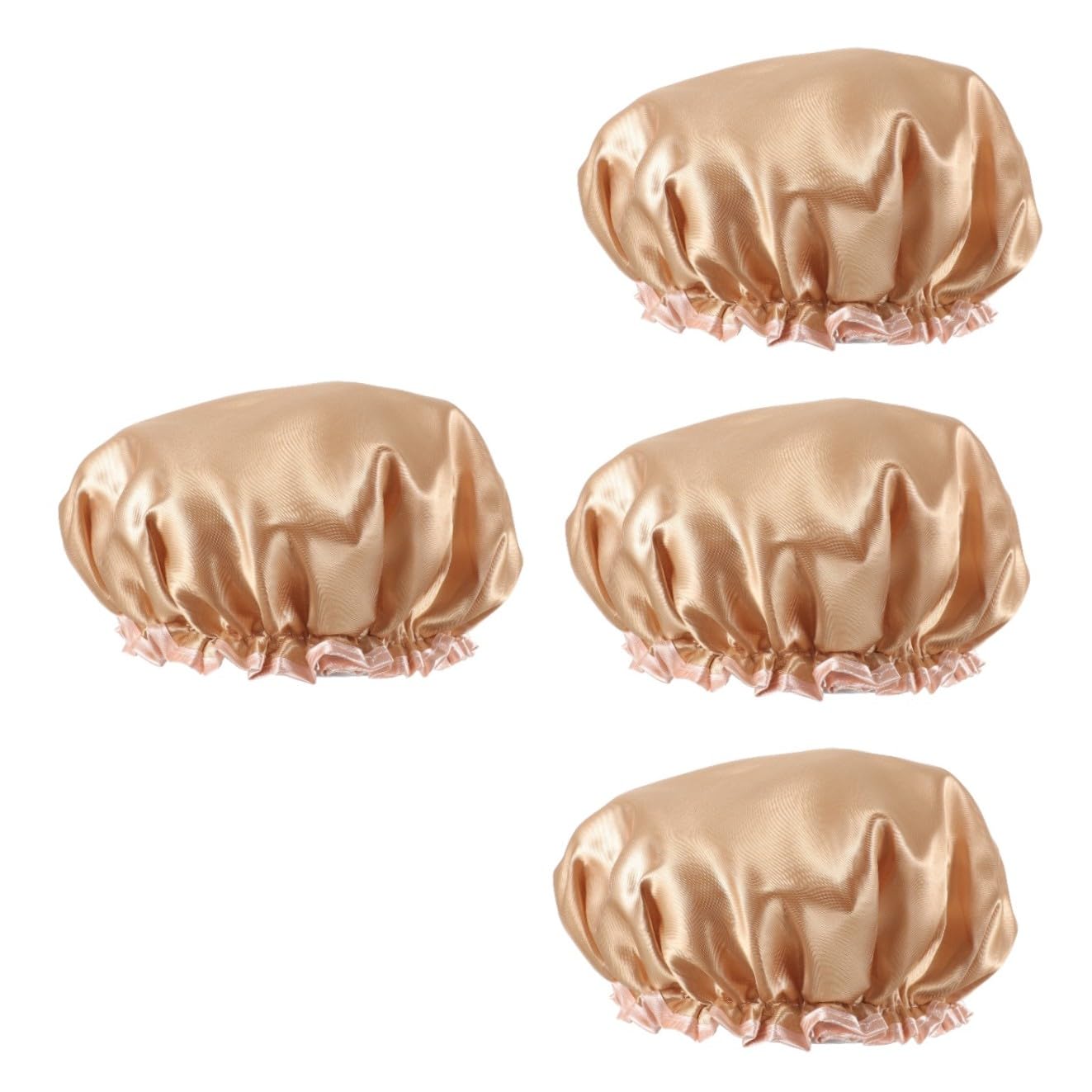 Healeved 4piezas Gorro De Ducha Para Mujeres Gorro De Baño Reutilizable Banda Elástica Capucha De Ducha Transpirable Para Pelo Para Sauna y Spa Color Champán