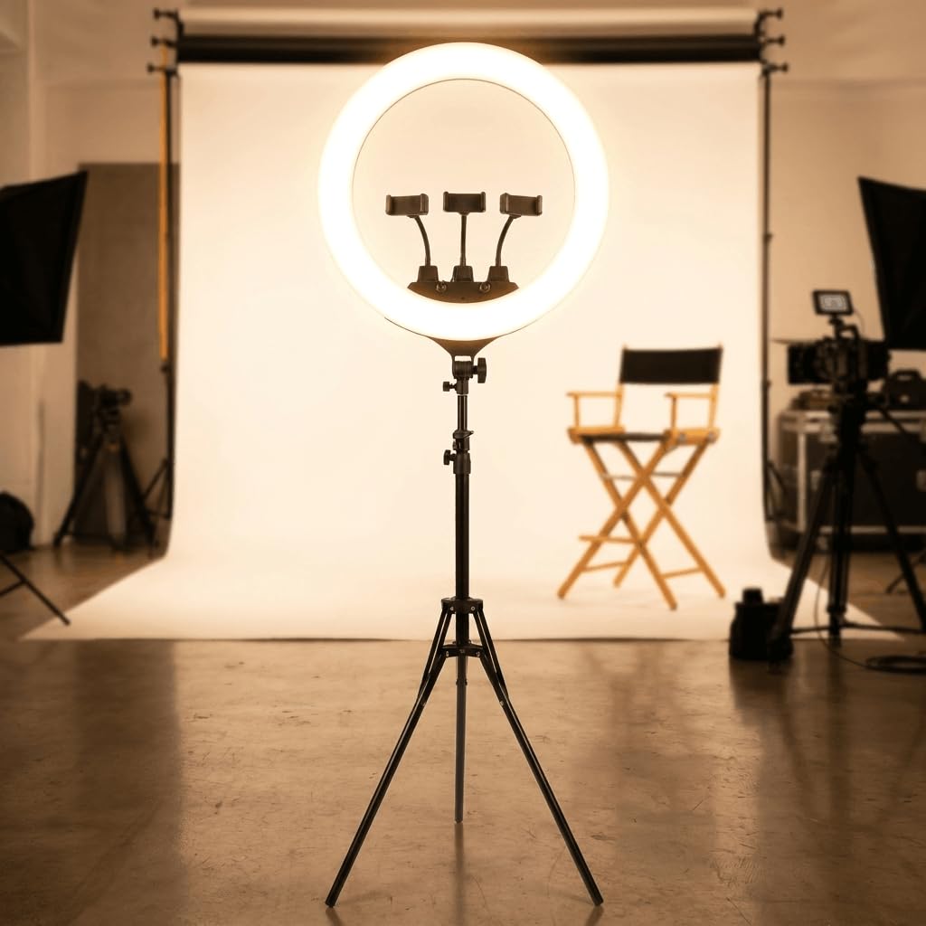 Luméon 56cm Ringlicht mit Stativ – 22 Zoll Ringleuchte für professionelle, großflächige Beleuchtung, Werbevideos & Portraitfotografie