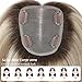 HOLFWALF Human Hair Topper 12Inch 4x4.8inch Large Swiss Base with Thinning Hair (Ombre Light Brown with Blond Highlight)