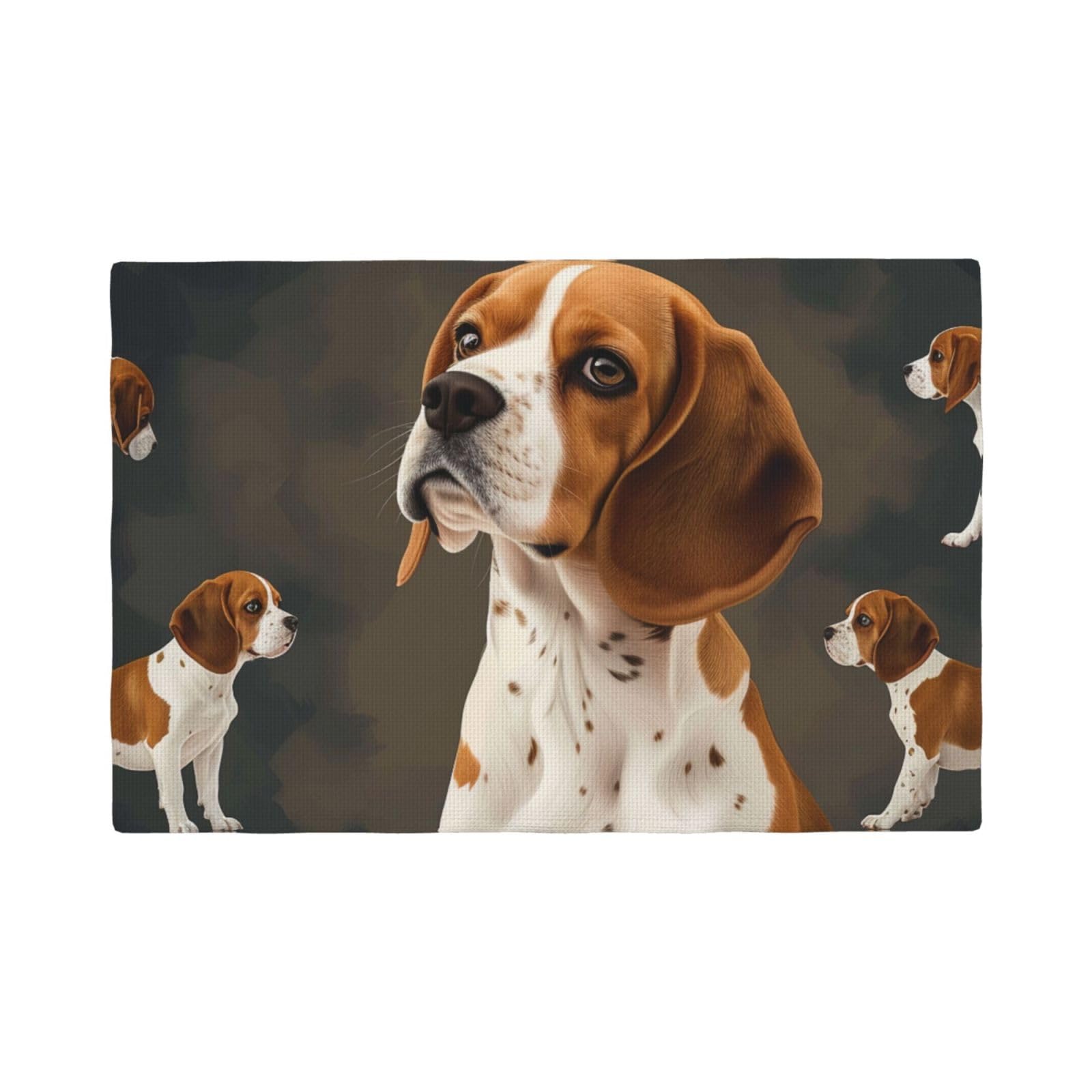 Beagle Dog Print Placemats Set, Heat Resistant Washable Placemat 12x18in Table Mats for Party Kitchen Dining Table Decoration Indoor Outdoor, Six Piece
