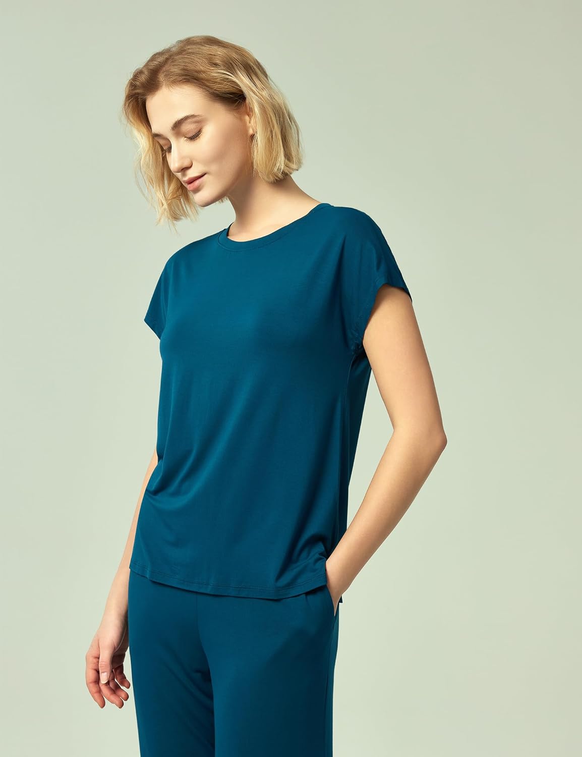 GYS Soft Bamboo Viscose Sleepwear for Women Short Sleeve 2 Piece Pajama Sets - Image 4