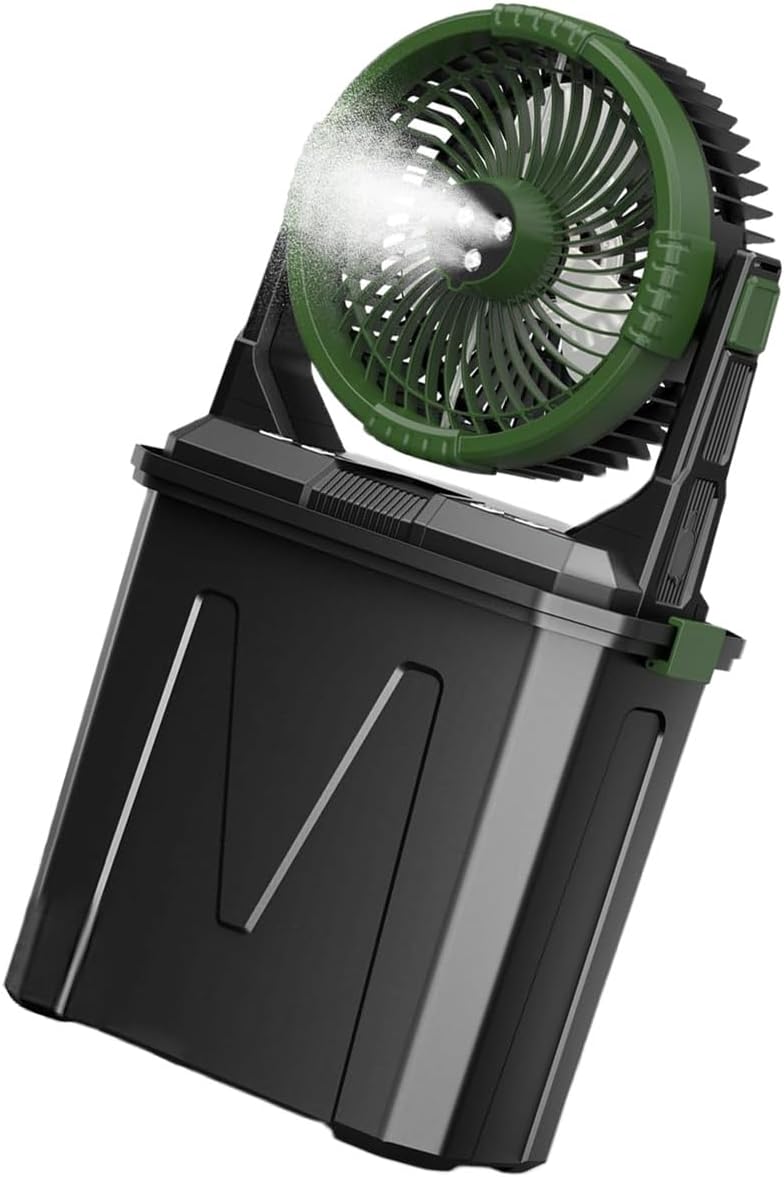 Camping Misting Cooling Fan 120° Auto Oscillation 20000mAh Rechargeable Battery 5-8℃ Temperature Outdoor Evaporative Cooling Fan