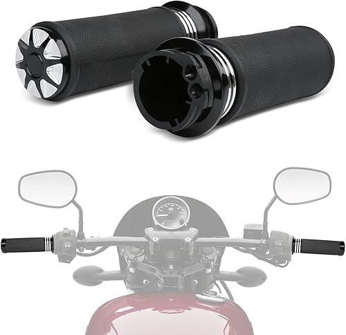 INNOGLOW 1 "manillar de motocicleta Grips CNC aluminio antideslizante goma wacelerador asistencia negro universal para Harley Suzuki Kawasaki