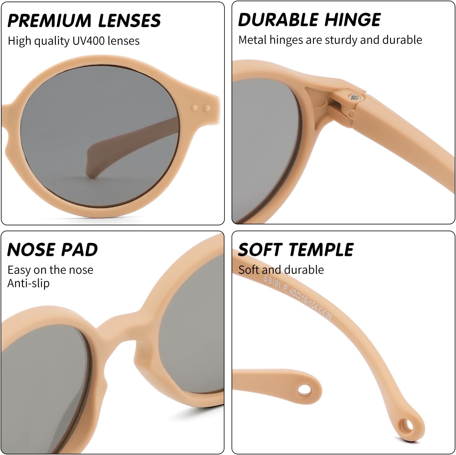EYEBUDDY Polarized Toddler Baby Sunglasses With Strap - Unbreakable Flexible Infant Boys Girls Sunglasses for Newborns 0-3 Years
