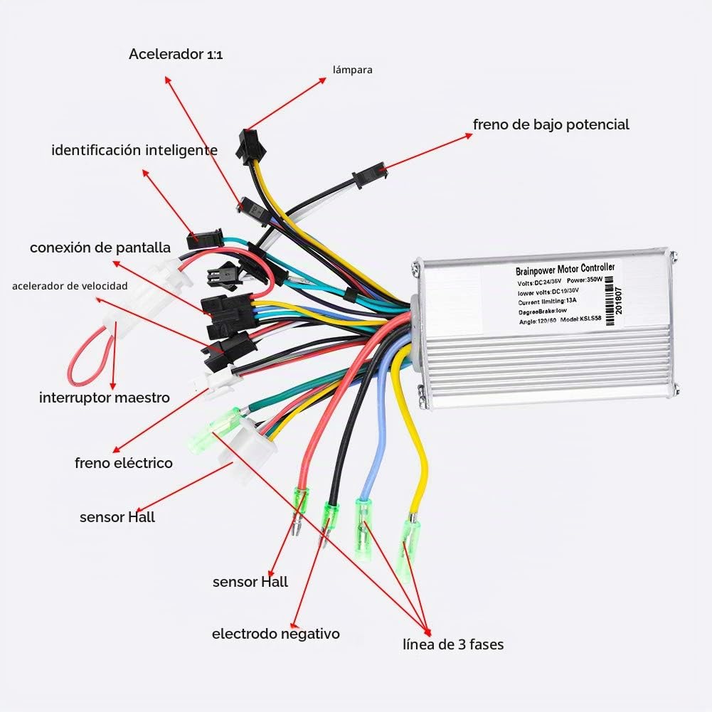 24V-48V Motor Eléctrico Sin Escobillas Controller- Aluminio Sine Wave Controlador -Electric Bicicletas Pantalla del Panel LCD Impermeable para La E-Bici Y Vespa (UnitCount : 2#36V-48V)