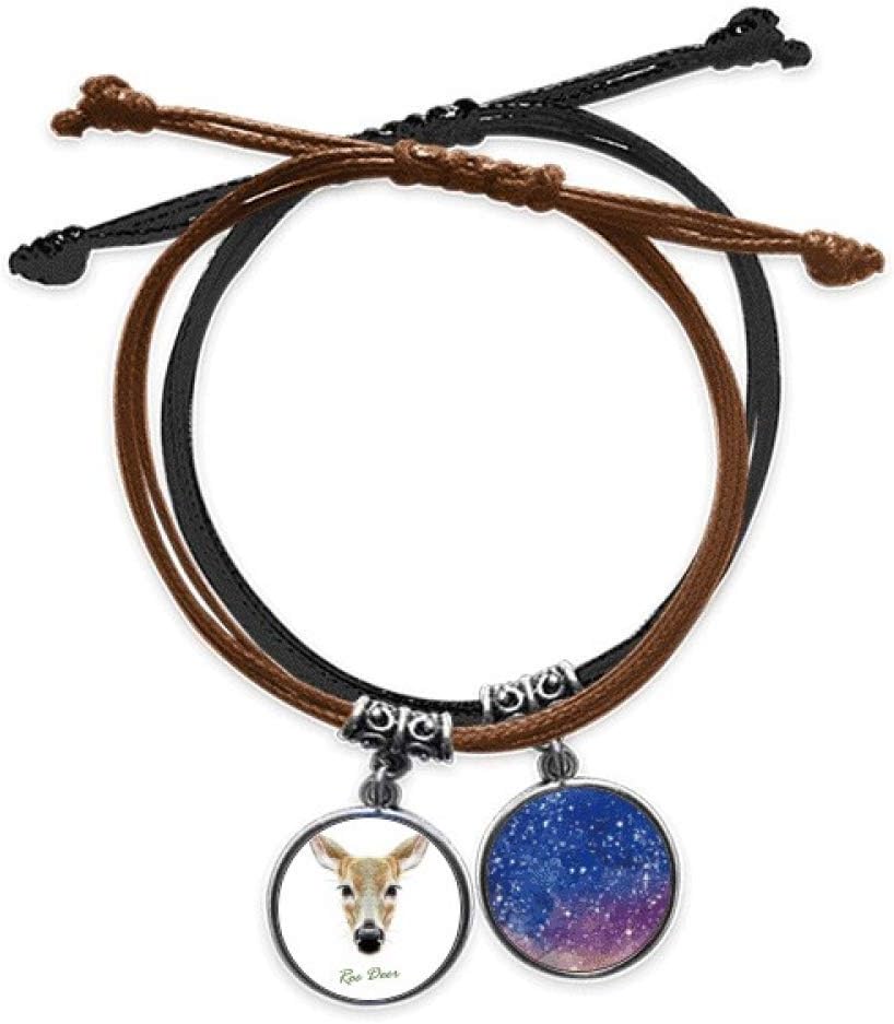 DIYthinker Lond-Faced Chestnut Wild Roe Deer Animal Bracelet Rope Hand Chain Leather Starry Sky Wristband