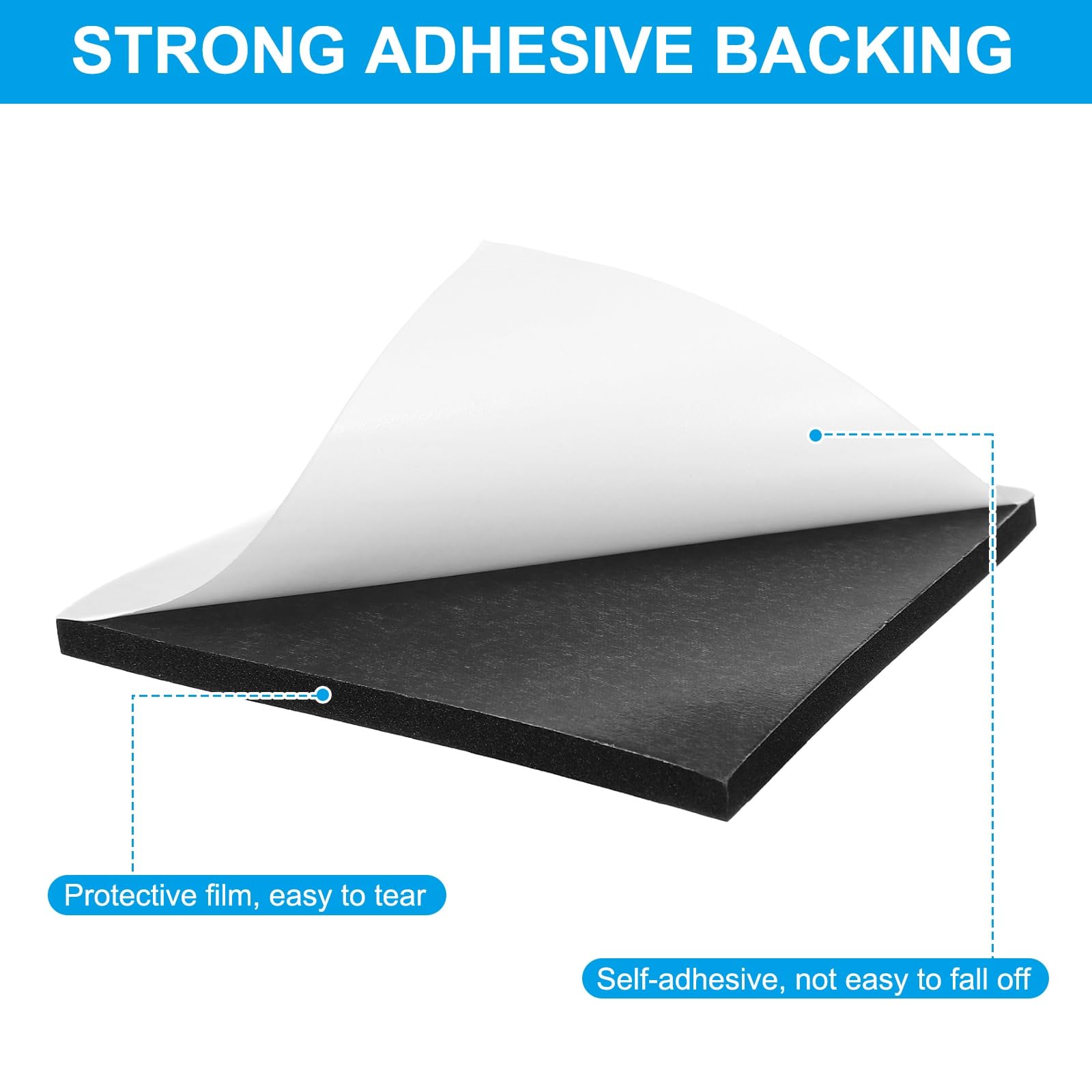PATIKIL Almohadillas De Espuma Adhesiva 8 Piezas 100 X 100 X6mm Hoja De Espuma De Celdas Cerradas Neopreno Goma Autoadhesiva Almohadillas Antideslizantes Para Muebles Autos Altavoces Negro
