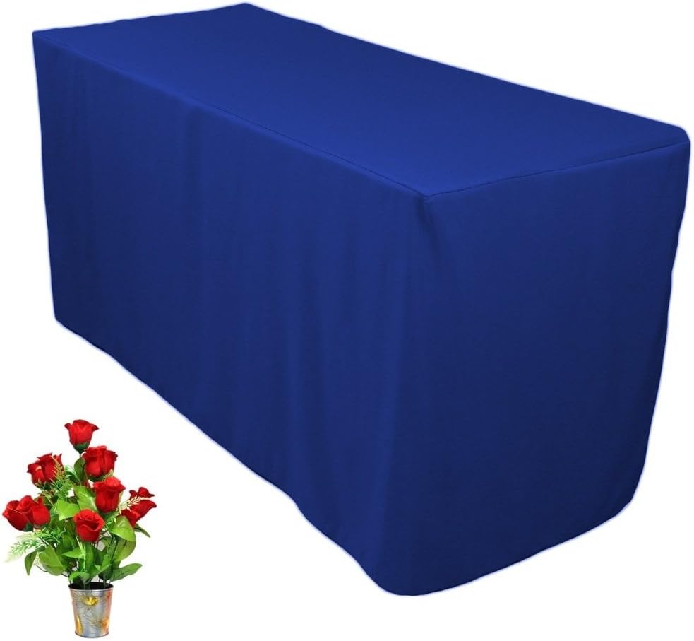 OWS Fitted Rectangle Table Cloth Tresale Table Cover Trade Show Booth DJ 48" L X 24" W X29 H -4 ft Blue - Pack of 1