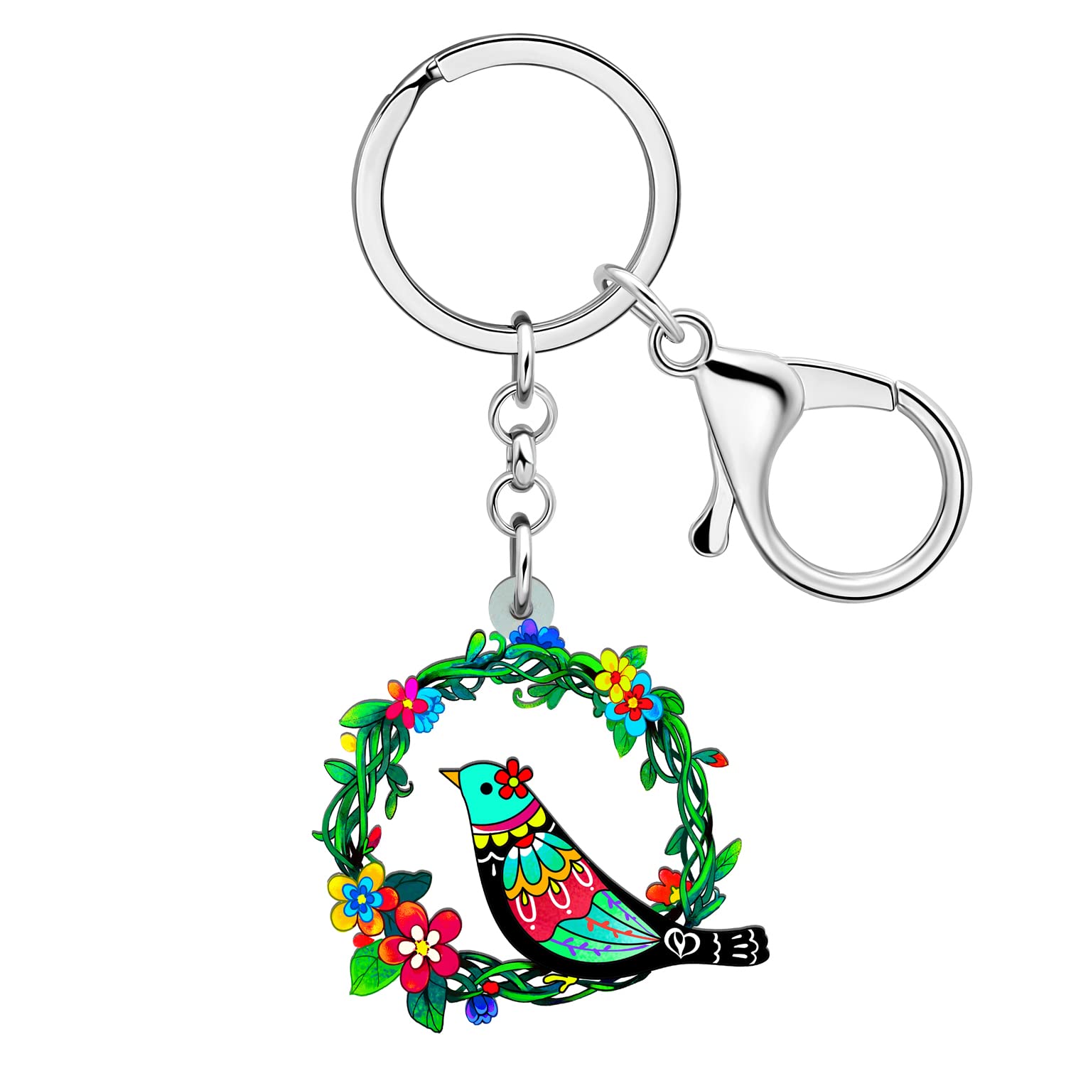 WEVENI Acrylic Cute Pigeon Keychain Charms Dove Keyring Bird Jewelry For Women Girls