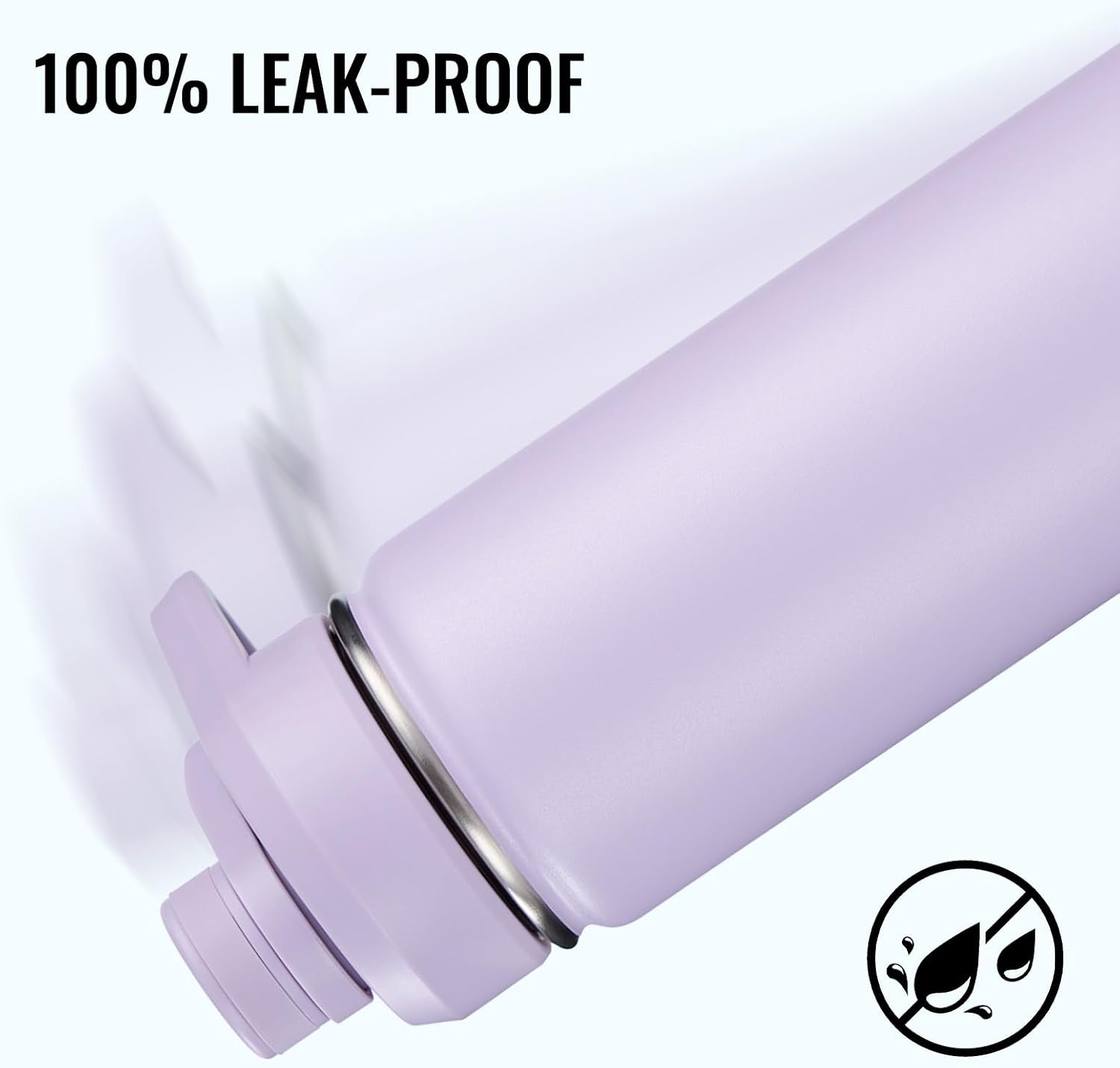 Fijinhom Insulated Water Bottle with Handle, 304 Stainless Steel Water Bottles with Wide Mouth, Double Wall Vacuum Sports Water Bottle, BPA Free, Keep Cold and Hot, 18 Ounces, Purple image 4