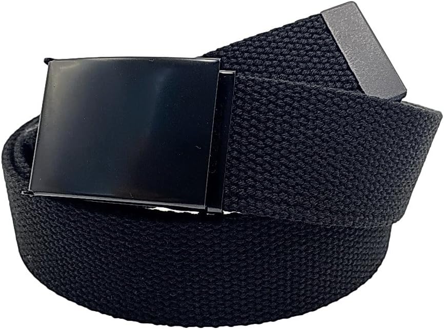 Canvas Belt Web Belt Military Belt Golf Belt with Black Flip-Top Buckle and Tip Waist Size Up to 55" Long Black Buckle - Image 9